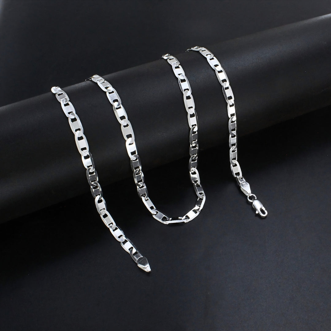 Timeless 925 Sterling Flat Mariner Link Chain - 24 inch