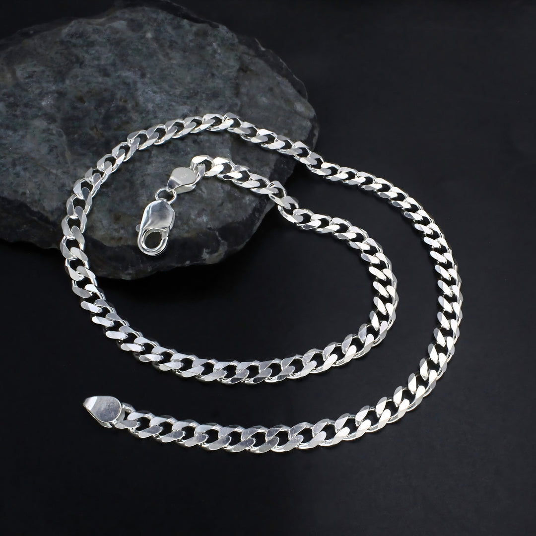 Statement 925 Real Silver Curb Link Chain - 20 inch