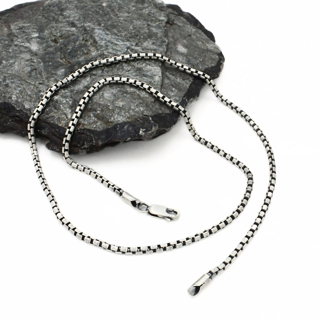 Refined Oxidized 925 Sterling Silver Box Chain - 20 inch
