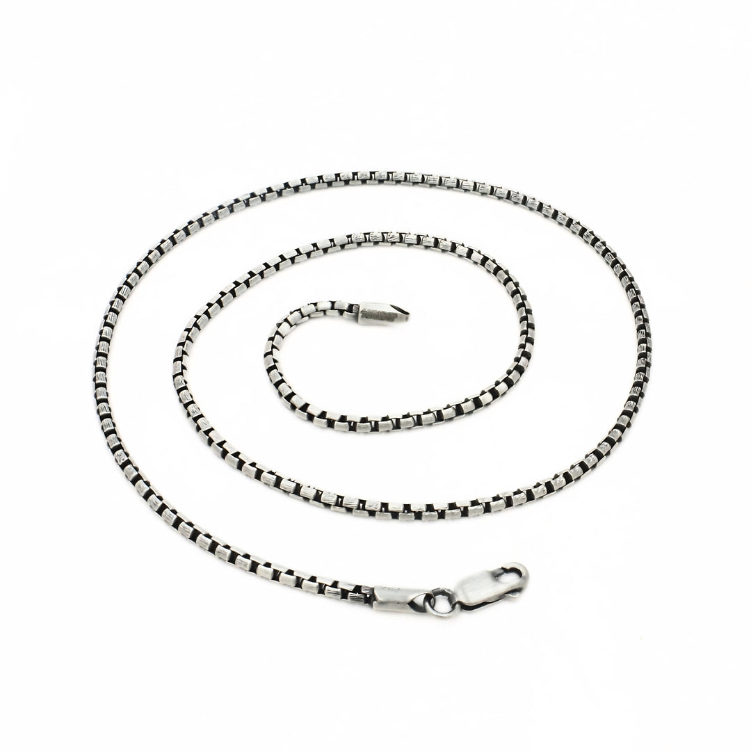 Refined Oxidized 925 Sterling Silver Box Chain - 20 inch