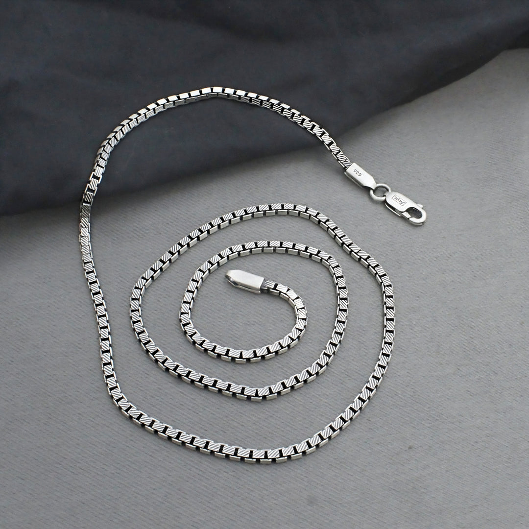 925 Sterling Silver Oxidized Box Chain 20"