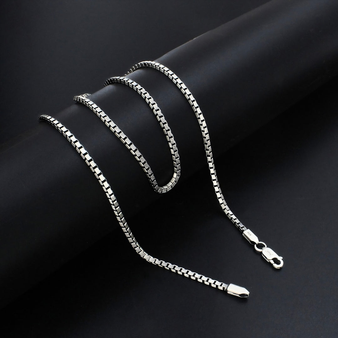 925 Sterling Silver Oxidized Box Chain 20"
