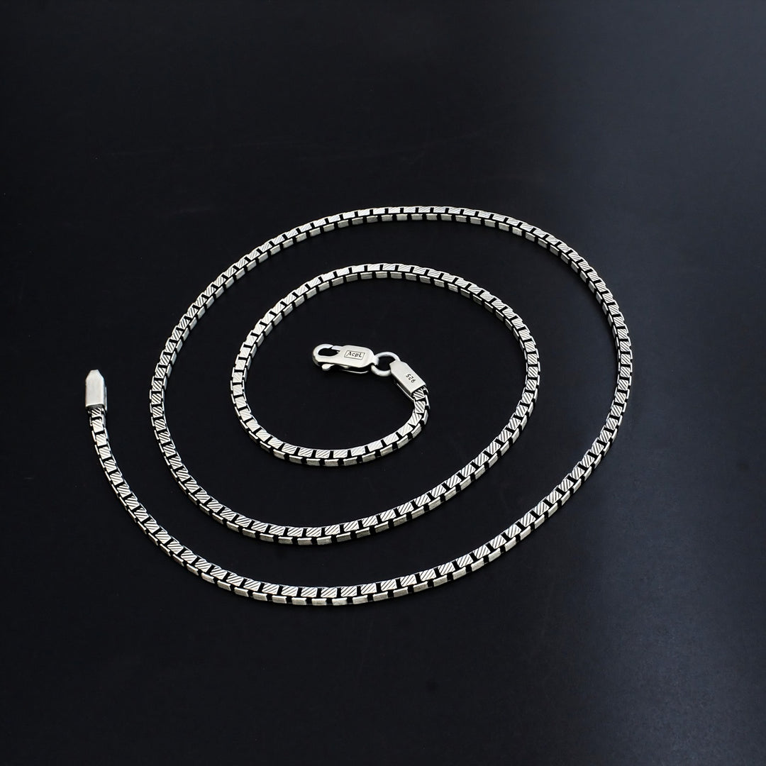 925 Sterling Silver Oxidized Box Chain 20"