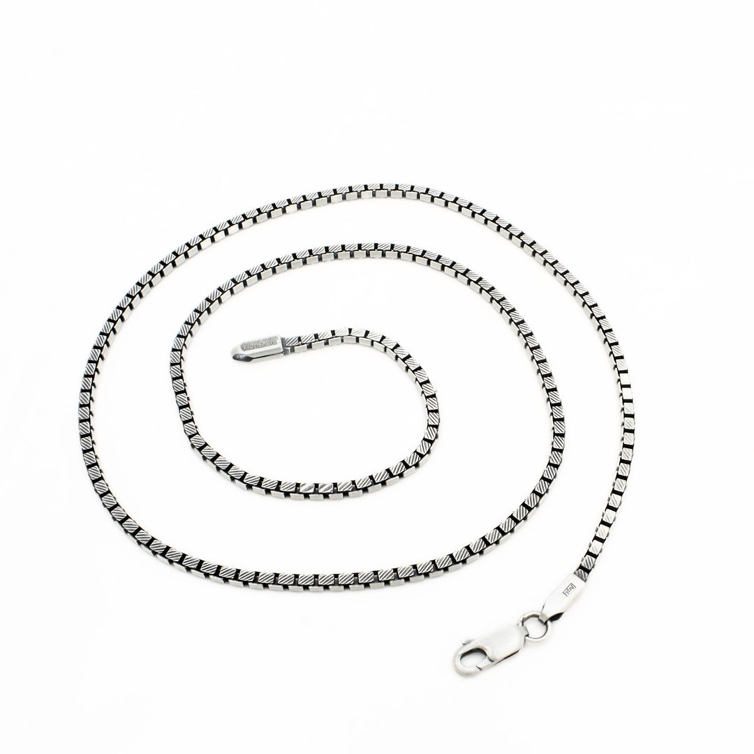 925 Sterling Silver Oxidized Box Chain 20"