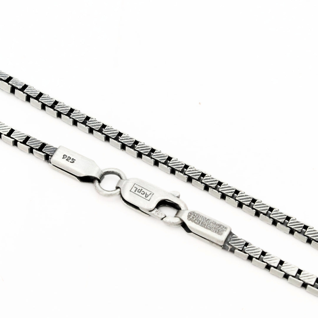 925 Sterling Silver Oxidized Box Chain 20"