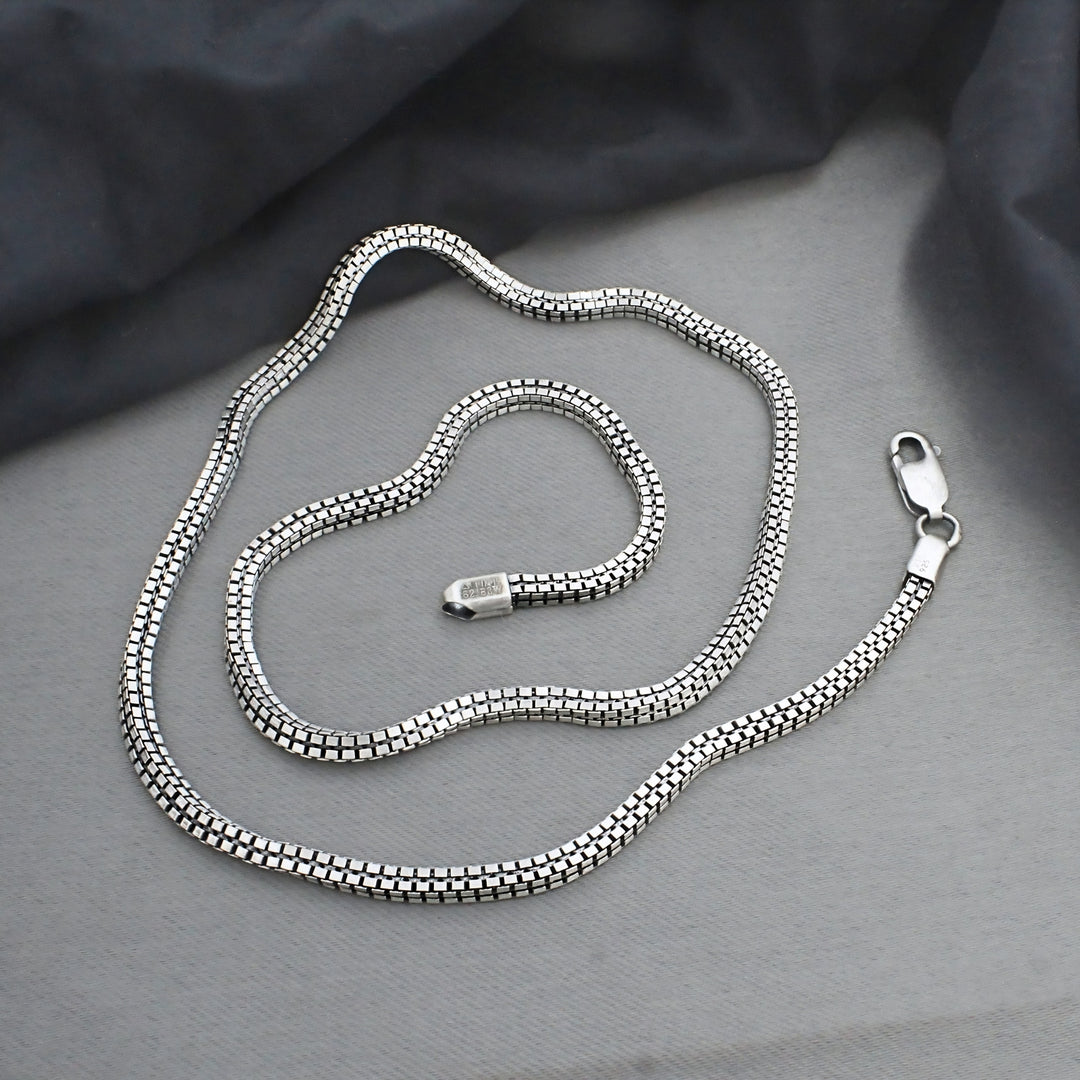 925 Sterling Silver Oxidized Standard Link Box Chain 20"