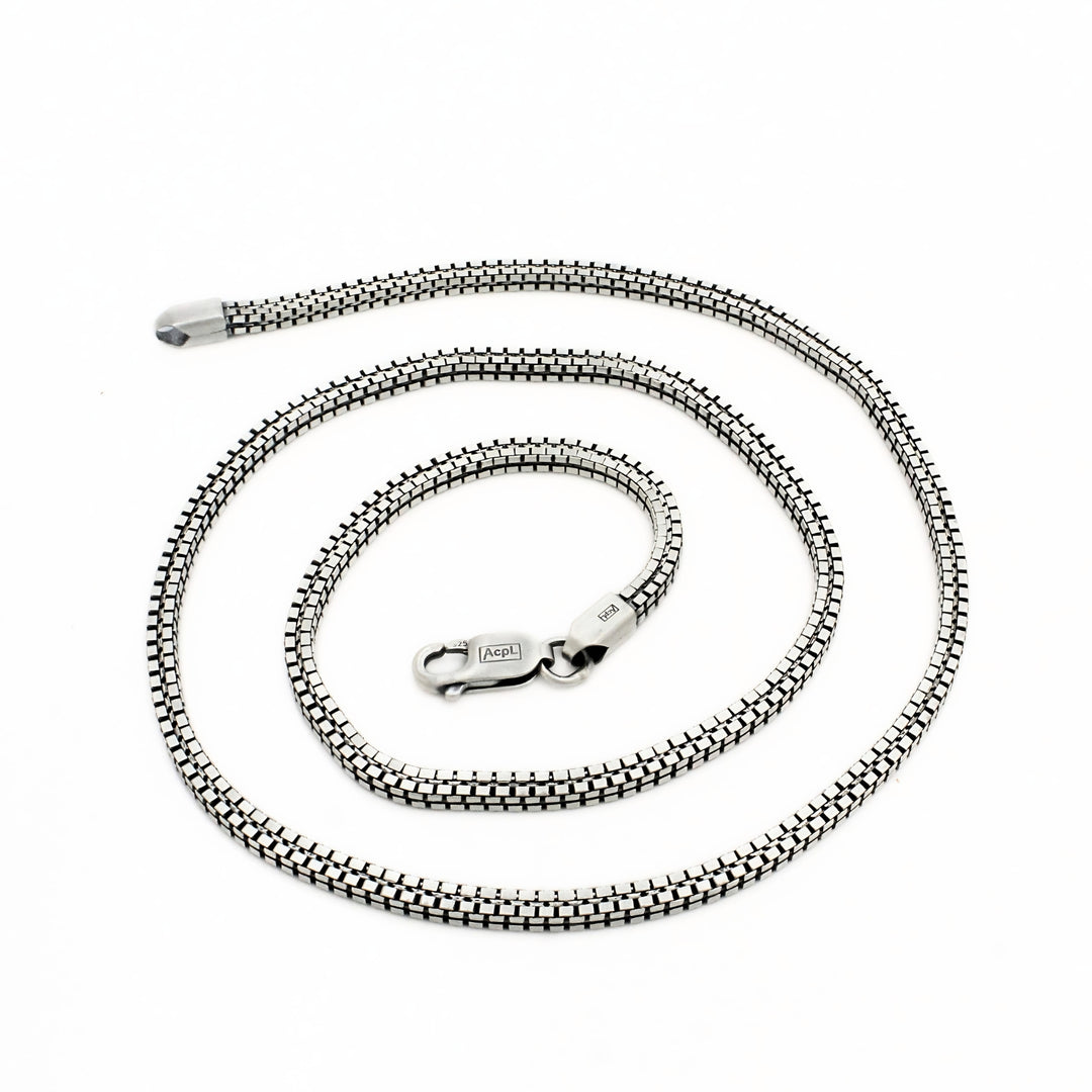 925 Sterling Silver Oxidized Standard Link Box Chain 20"