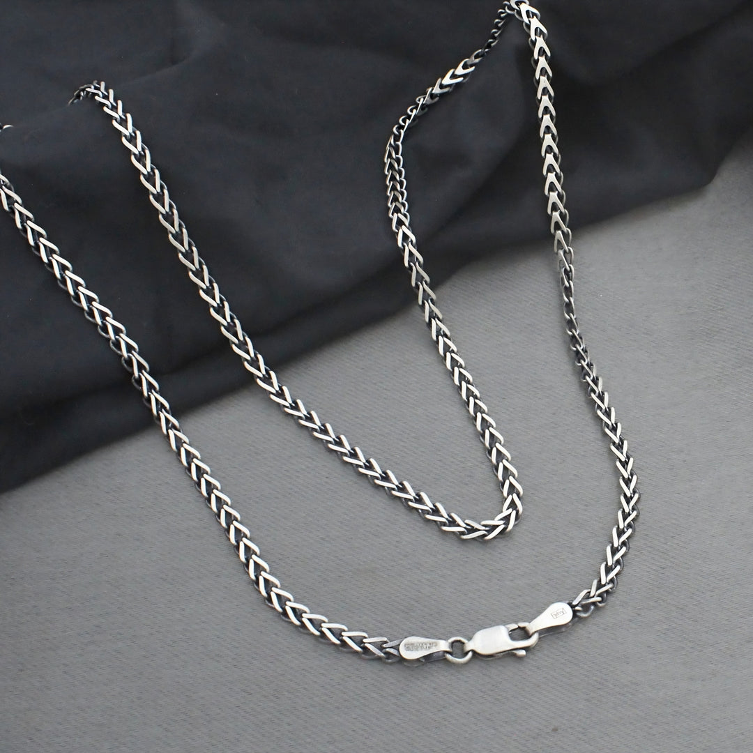 925 Sterling Silver Classic Oxidized Franco Link Chain 20"