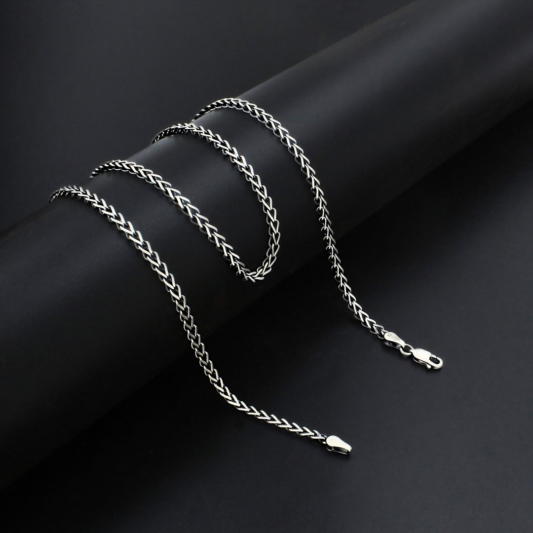 925 Sterling Silver Classic Oxidized Franco Link Chain 20"