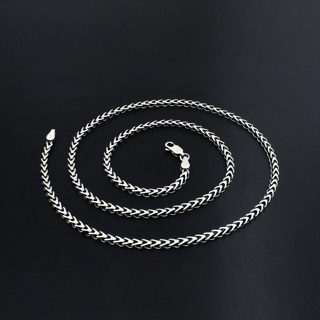925 Sterling Silver Classic Oxidized Franco Link Chain 20"