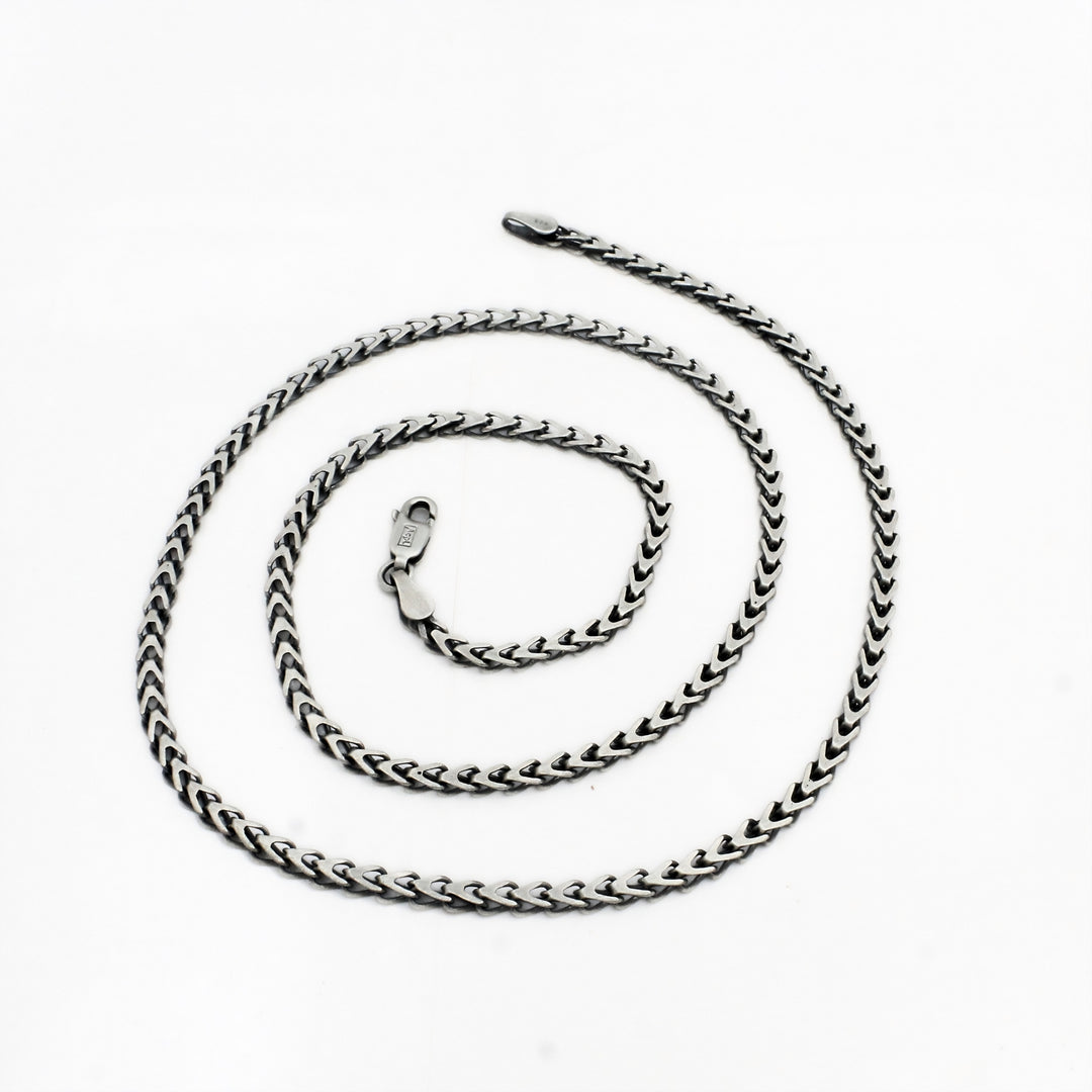 925 Sterling Silver Classic Oxidized Franco Link Chain 20"