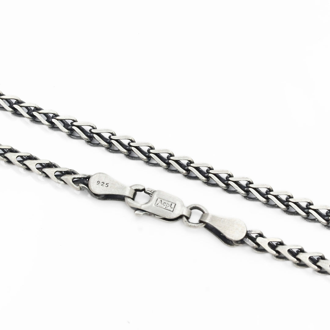 925 Sterling Silver Classic Oxidized Franco Link Chain 20"