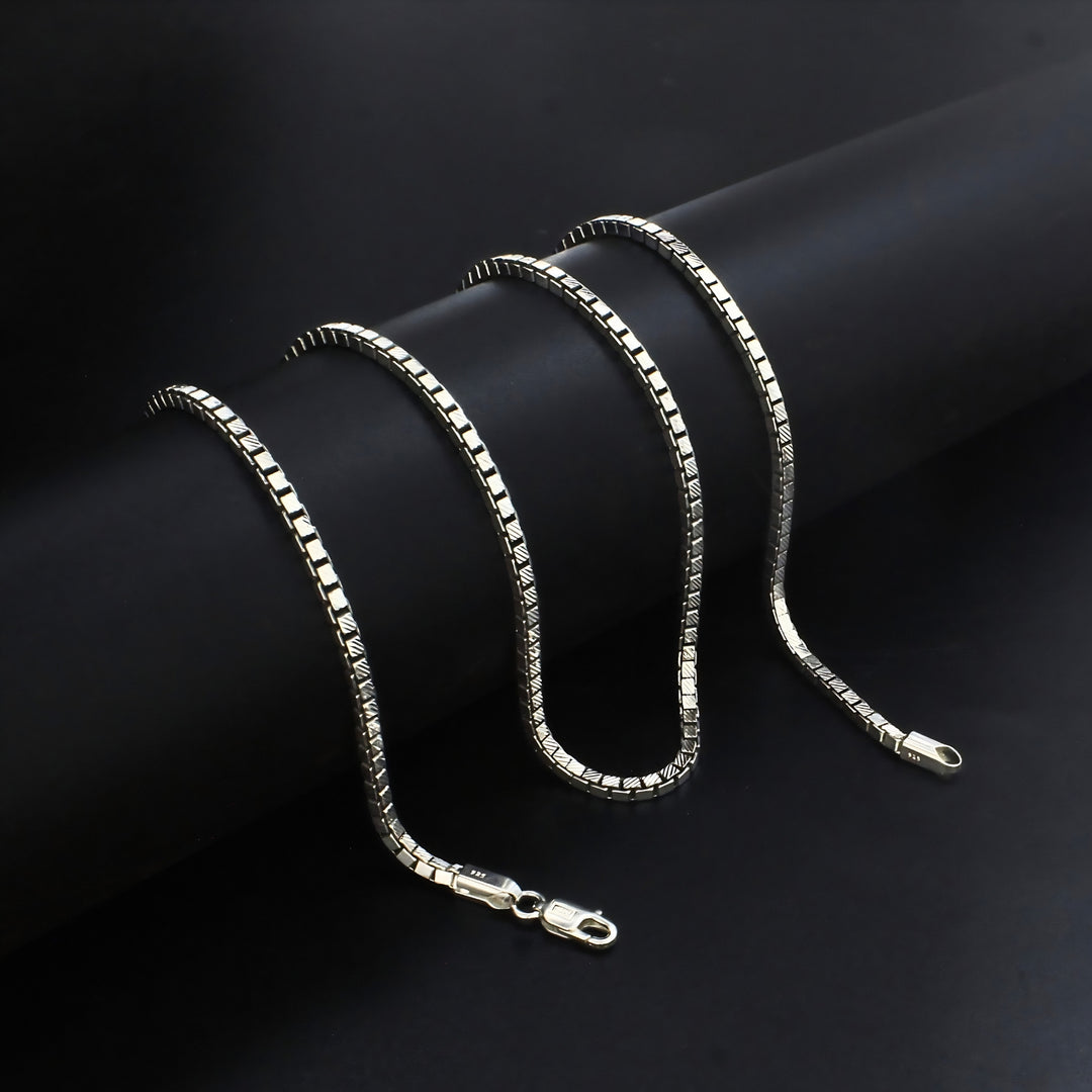 Bold Look 925 Sterling Silver Oxidized Box Chain 24"