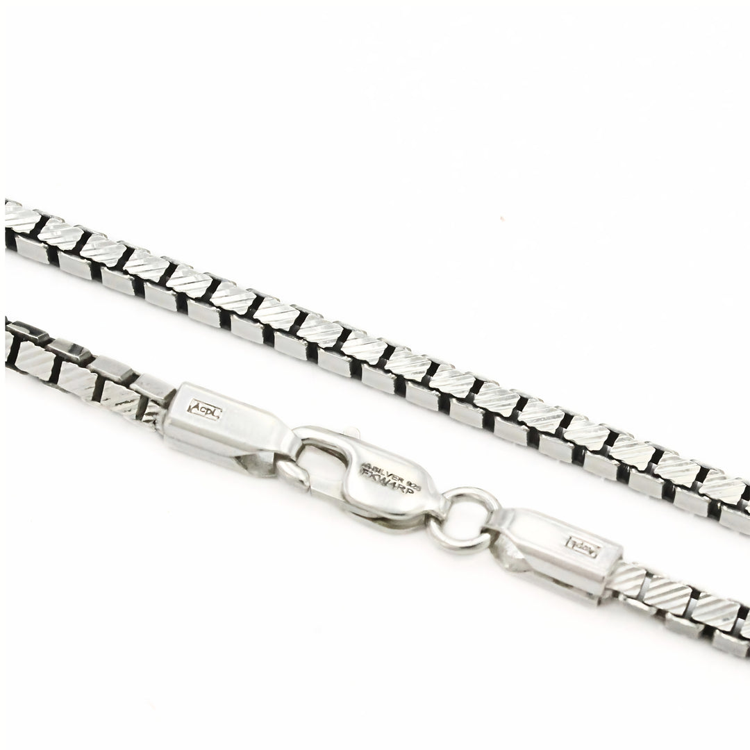 Bold Look 925 Sterling Silver Oxidized Box Chain 24"
