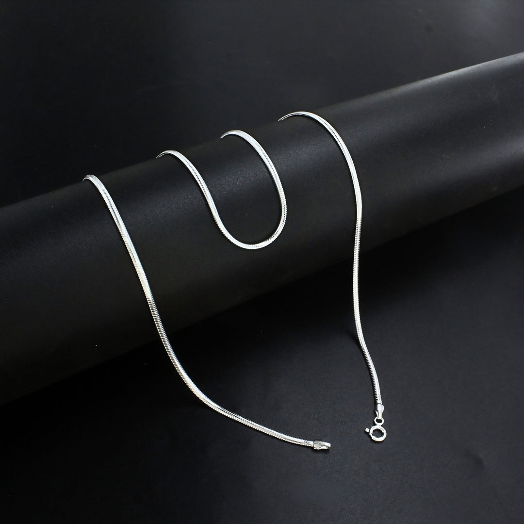 Trending Flat Snake Design 925 Silver Chain for Men & Women