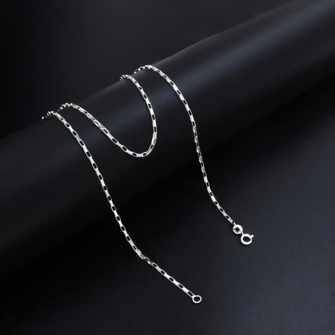 Real 925 Sterling Silver Long Box Neck Chain 18"