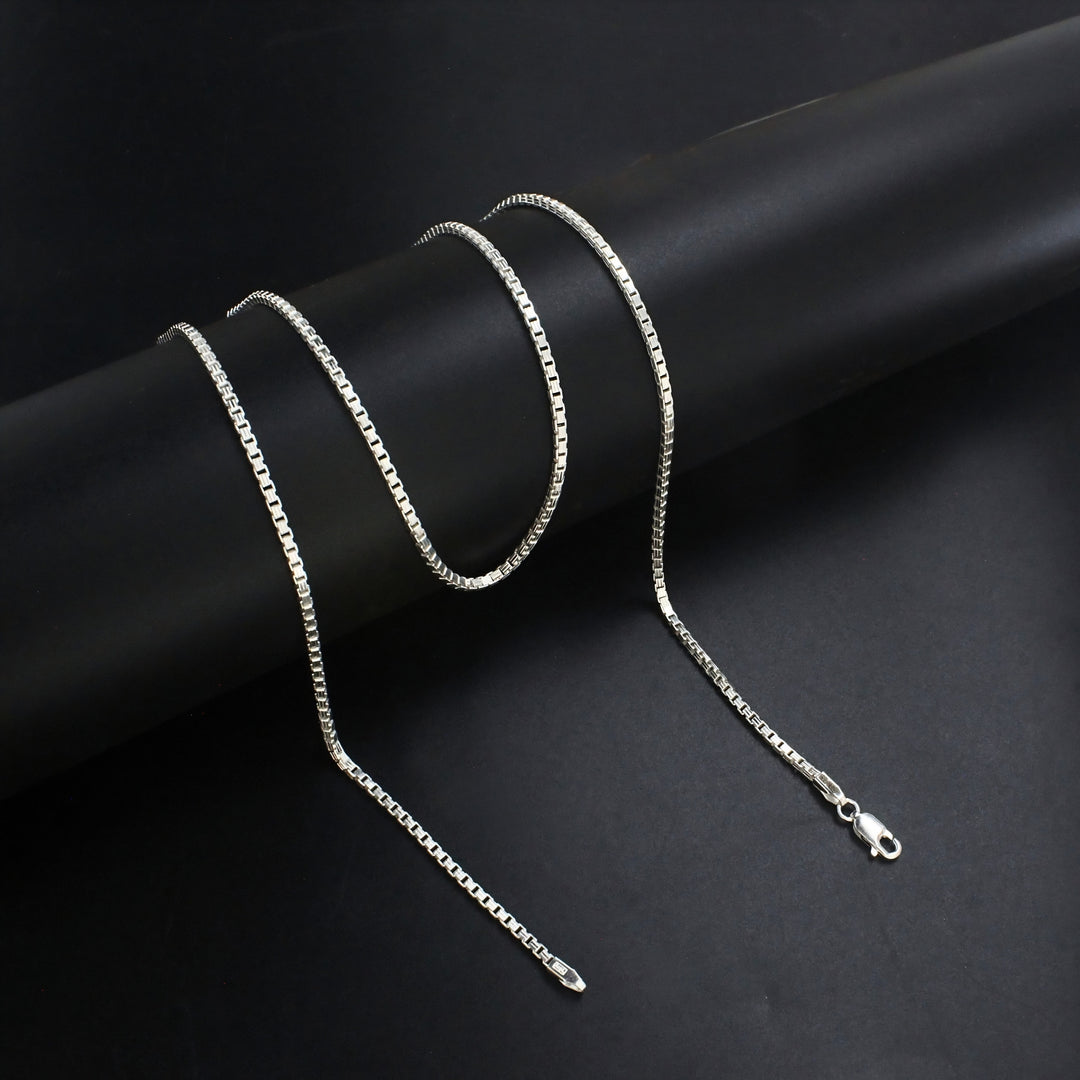 Luxury 925 Silver Box Chain Necklace – Everyday Wear 24 in