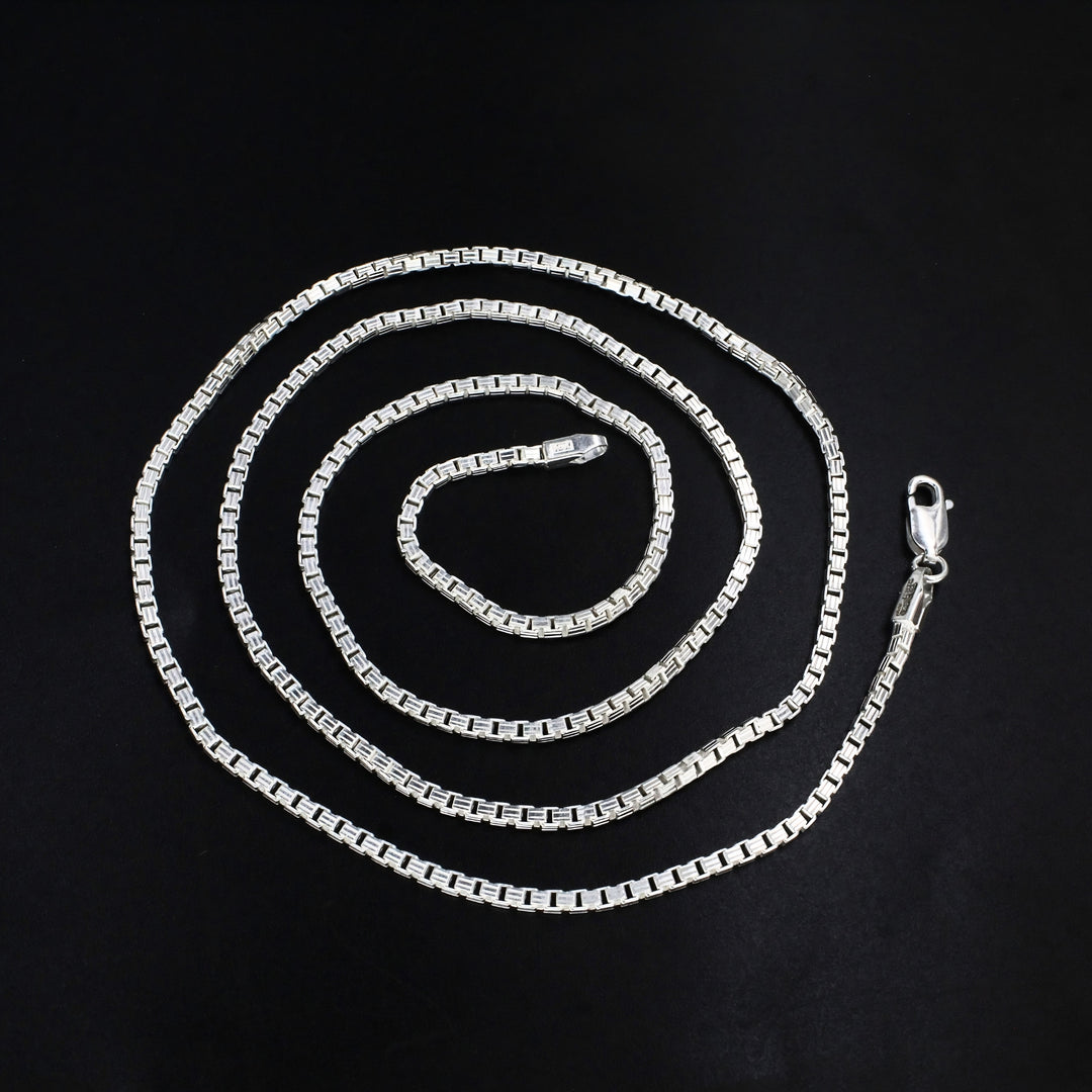 Luxury 925 Silver Box Chain Necklace – Everyday Wear 24 in