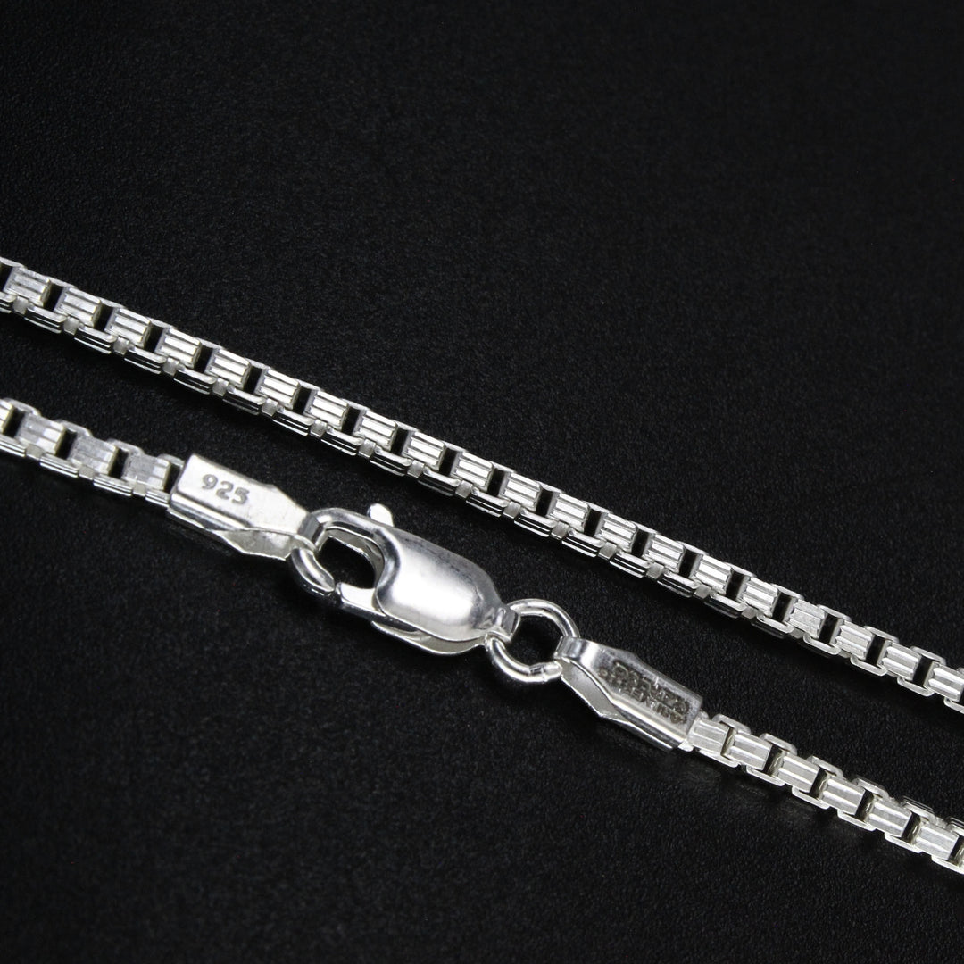 Luxury 925 Silver Box Chain Necklace – Everyday Wear 24 in