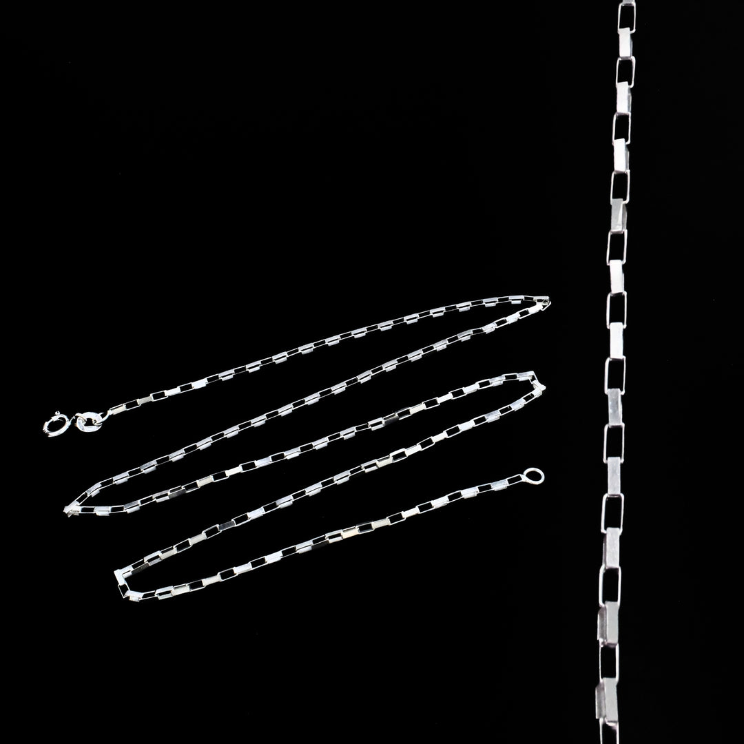 Real 925 Sterling Silver Long Box Neck Chain 18"
