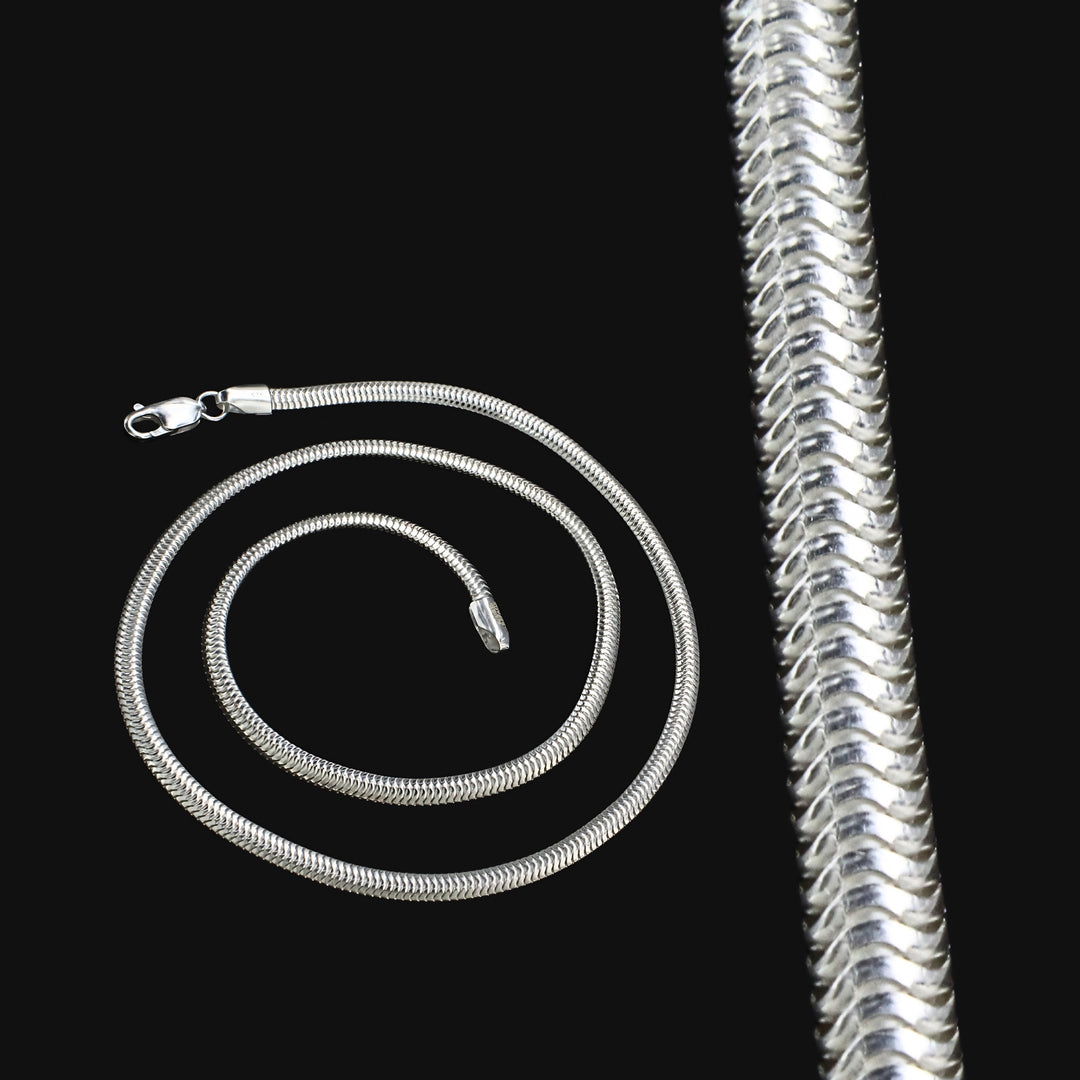 925 Sterling Silver Smooth Flexible Snake Chain – 20 inch