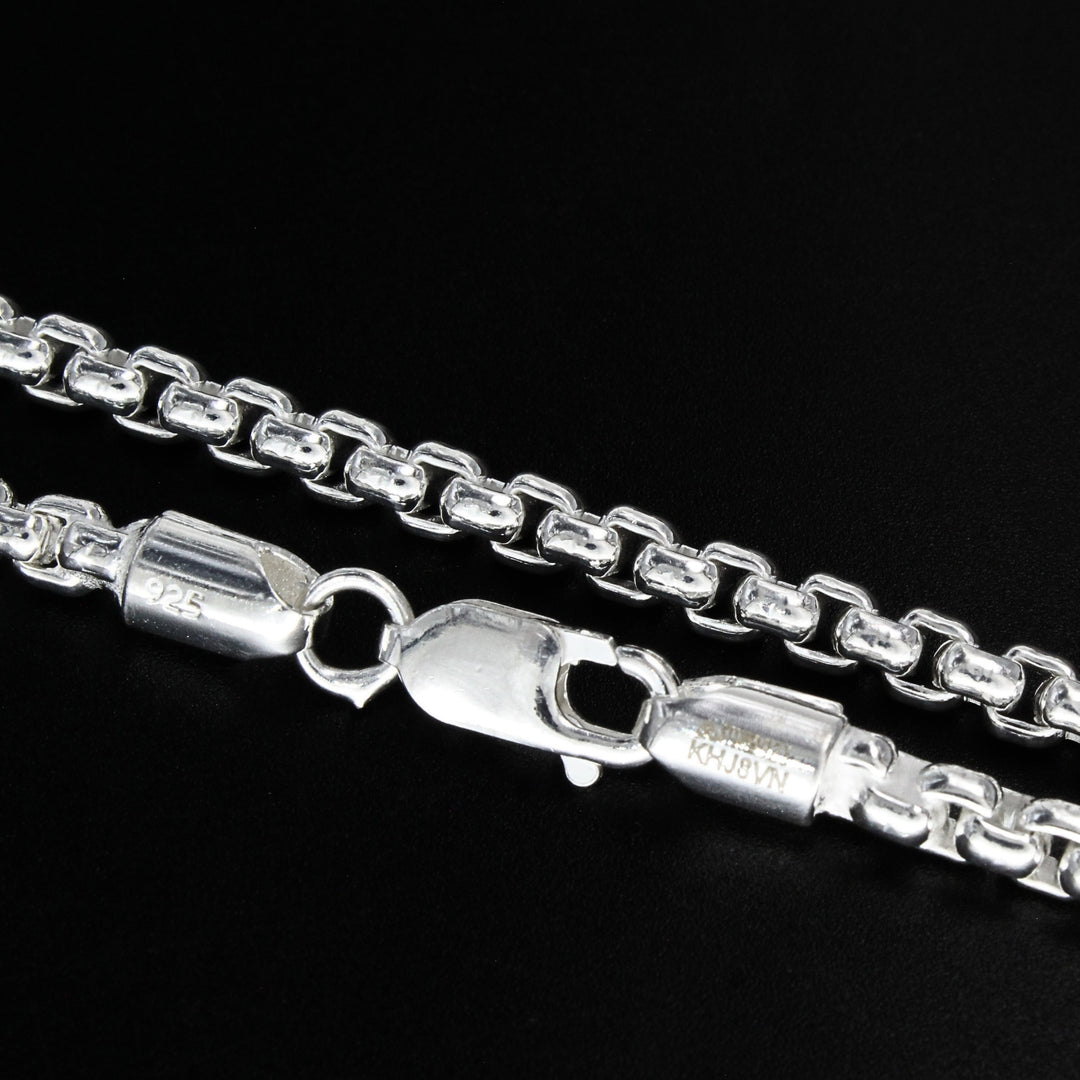 Premium Round Box Link Chain for Men – 925 Silver
