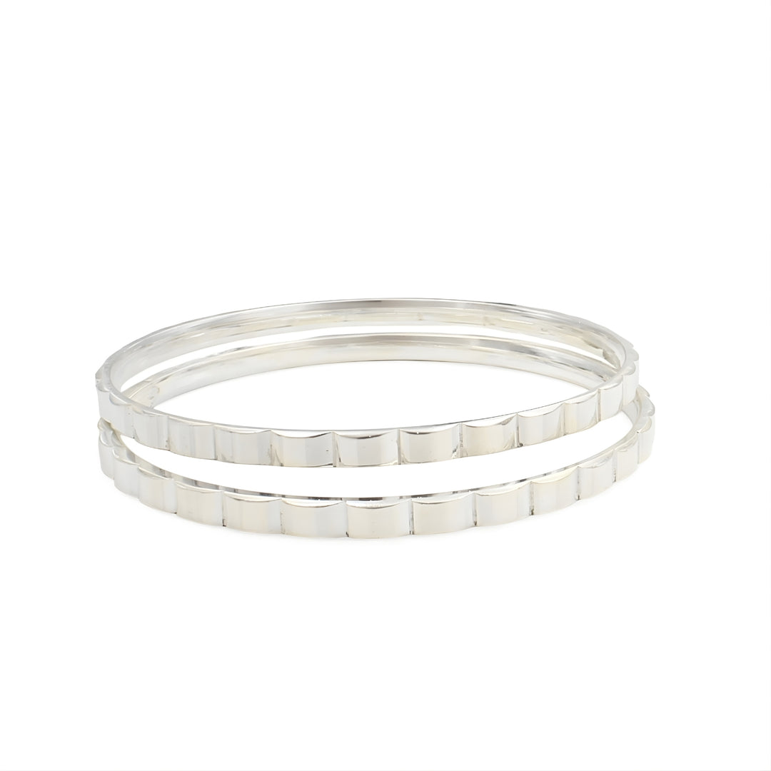 999 Pure Silver women Tills Cutting Design Bangles Bracelet (Kangan) Pair - 5.8 CM
