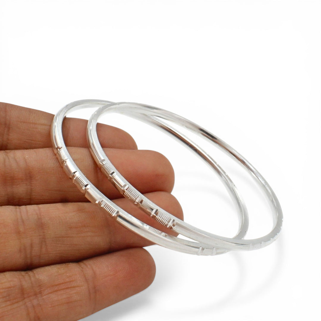 Beautiful 999 Pure Silver Women/Girls Bangles Bracelet (Kangan) Pair - 5.7 CM