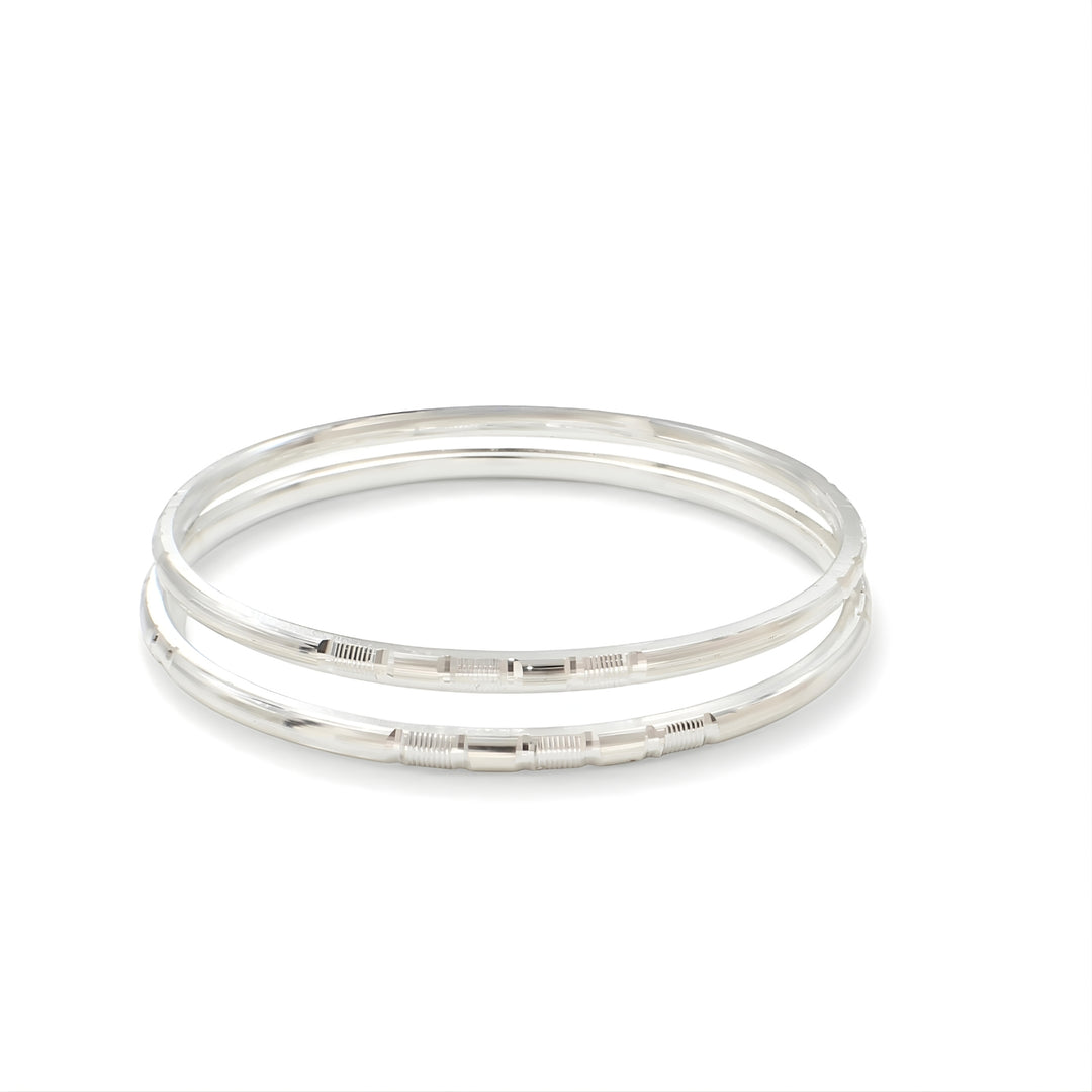 Beautiful 999 Pure Silver Women/Girls Bangles Bracelet (Kangan) Pair - 5.7 CM