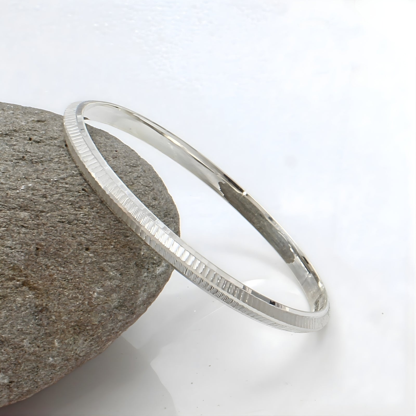 999 Real Silver Men's Classic Silver Spark Bangle Bracelet