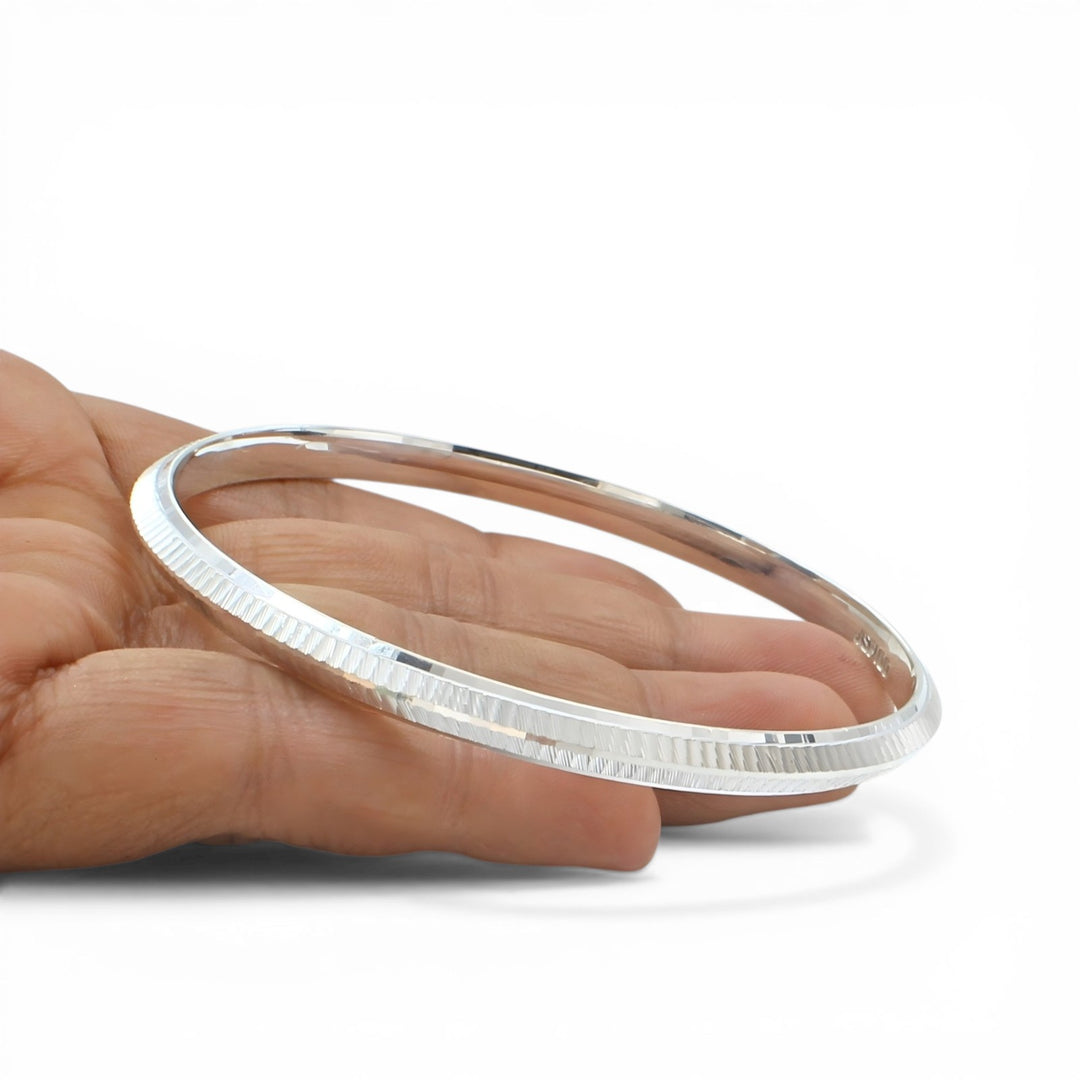 999 Real Silver Men's Classic Silver Spark Bangle Bracelet