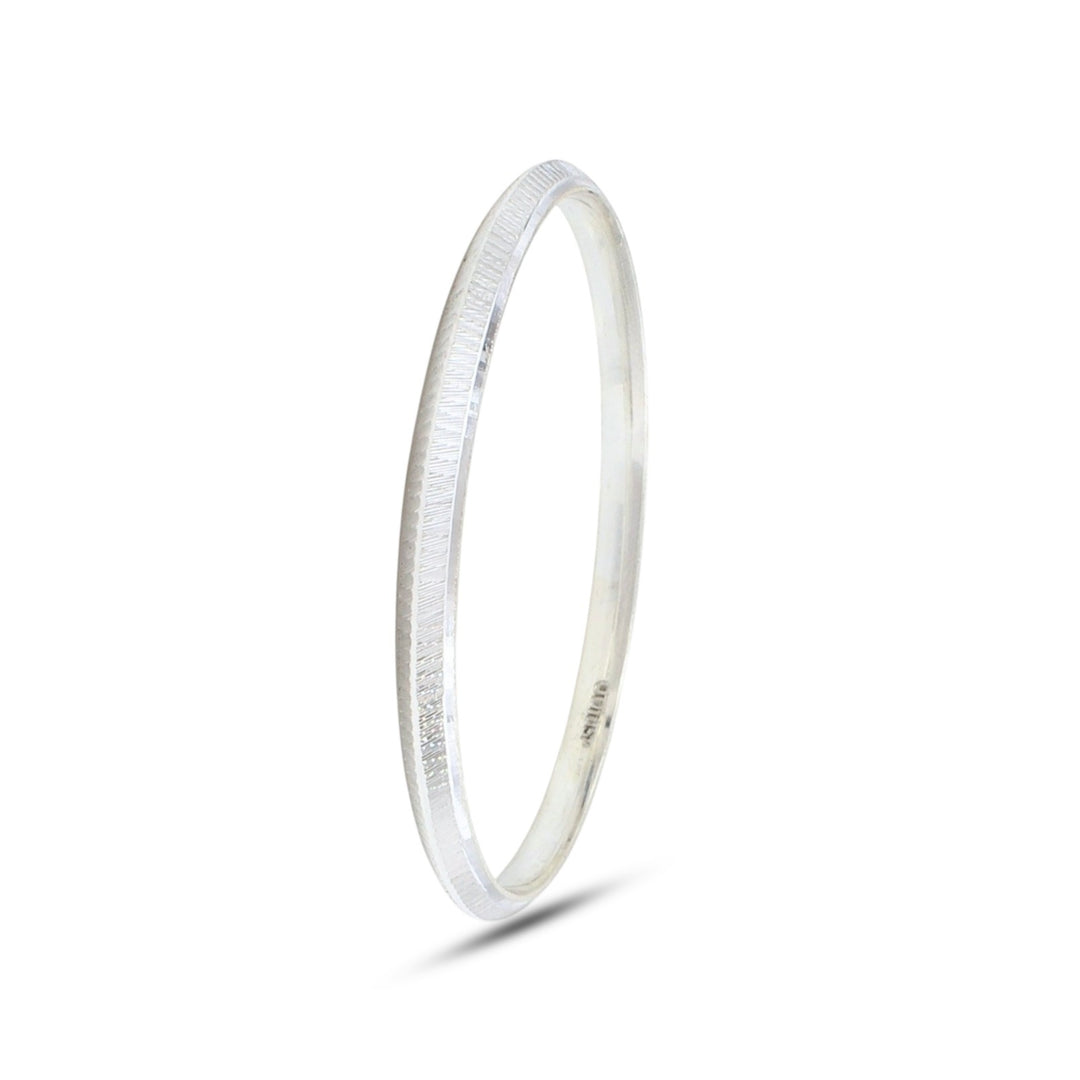 999 Real Silver Men's Classic Silver Spark Bangle Bracelet