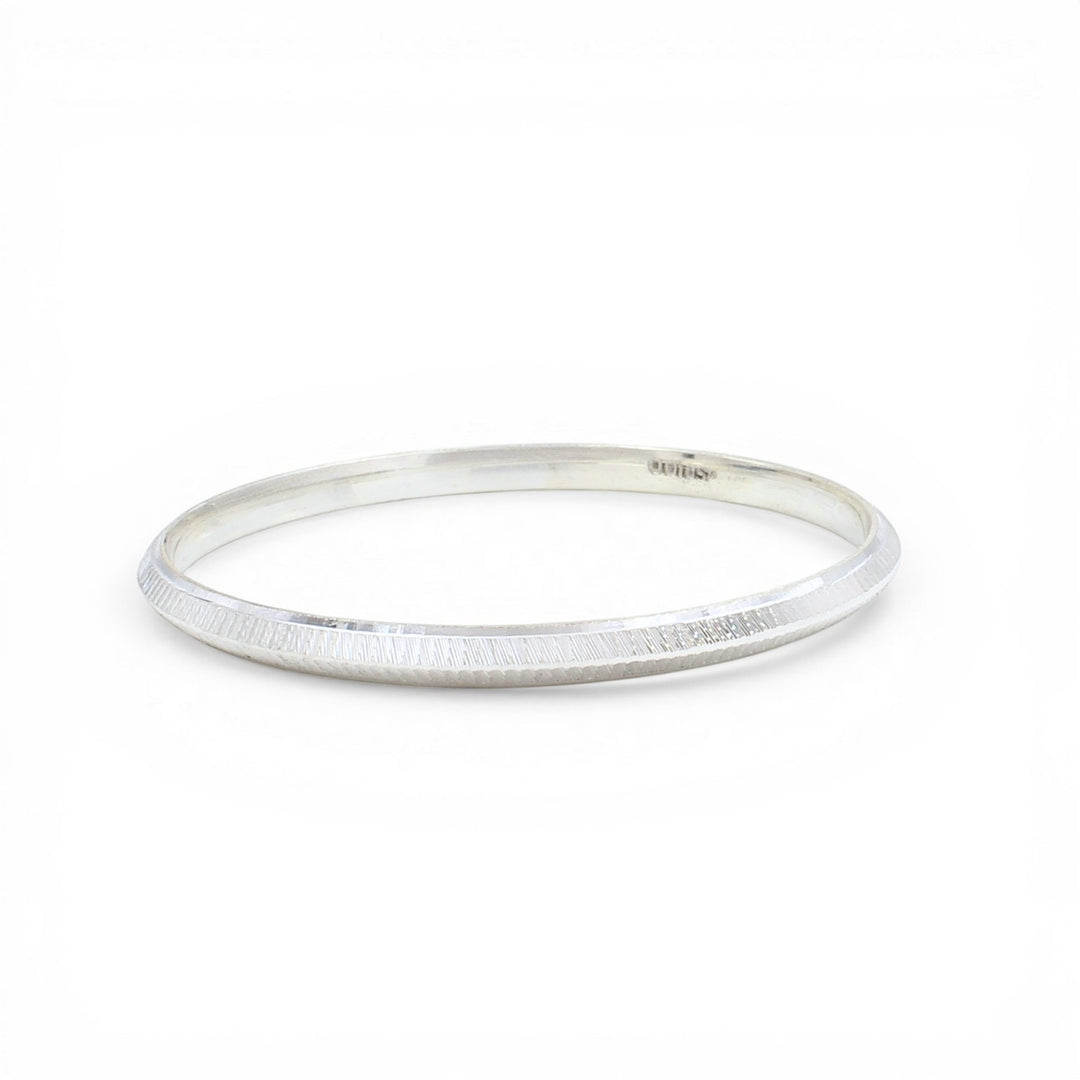 999 Real Silver Men's Classic Silver Spark Bangle Bracelet