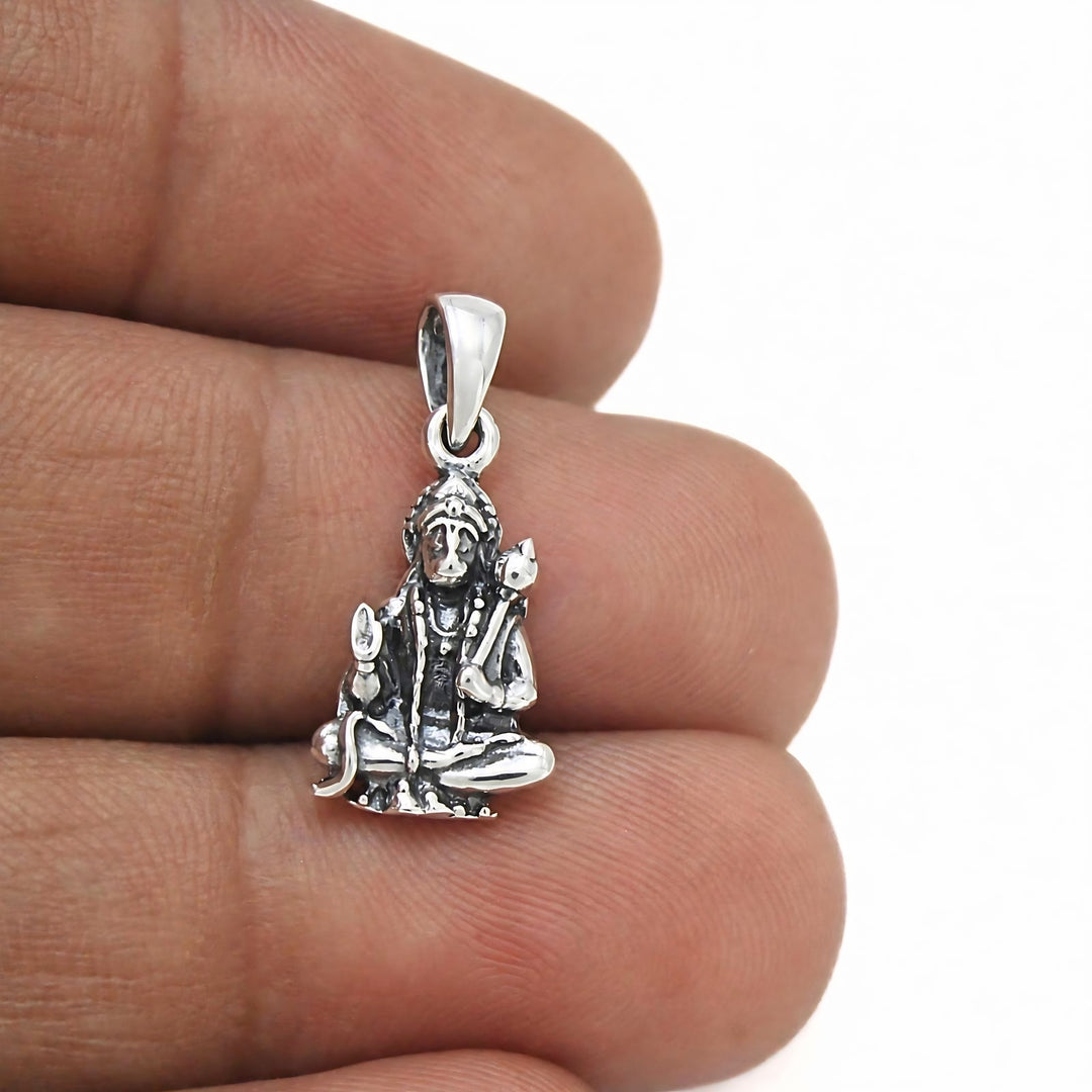 Lord Hanuman Yogasana 925 Sterling Silver Oxidized Pendant