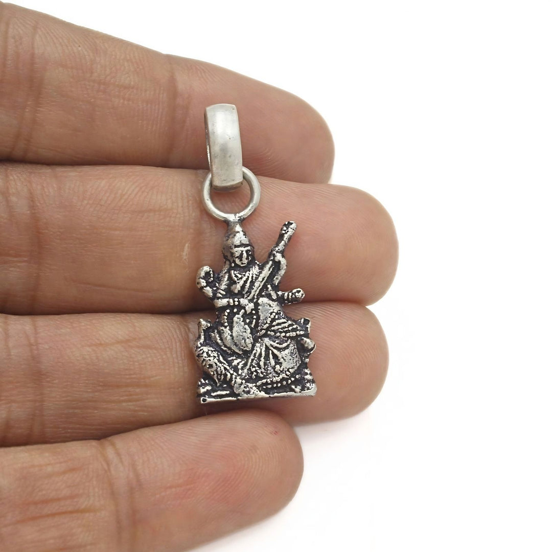 Real Silver Saraswati Oxidized Pendant – Symbol of Wisdom and Knowledge