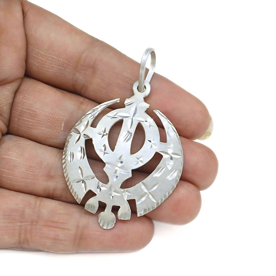 Designer Real Sterling Silver Khanda Sahib Pendant