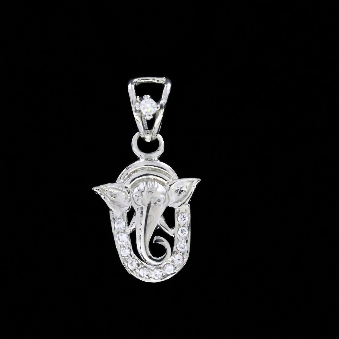 925 Sterling Silver White CZ Lord Ganesha Pendant – Spiritual Gift