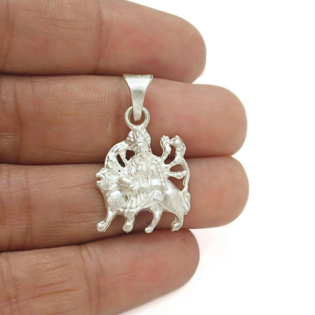 Sterling Silver Maa Durga Pendant – Timeless Divine Design