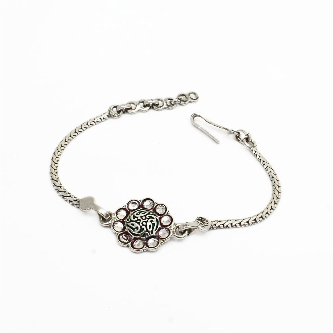 Real Sterling Silver Bracelet Floral Rakhi 6.5"