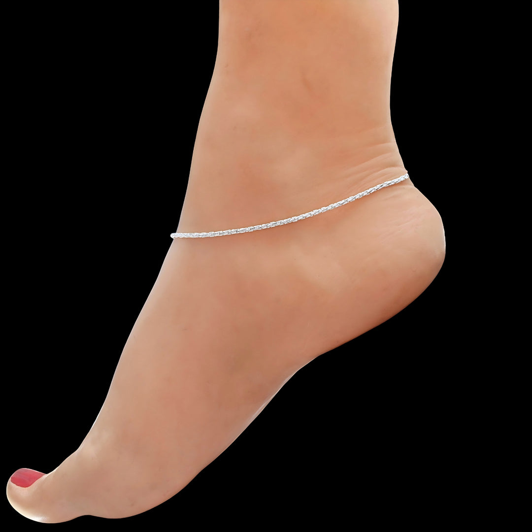 Classic Real Silver Chain Anklet for Girls & Women