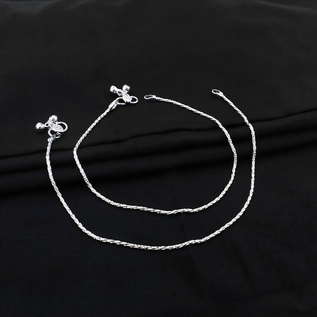 Classic Real Silver Chain Anklet for Girls & Women
