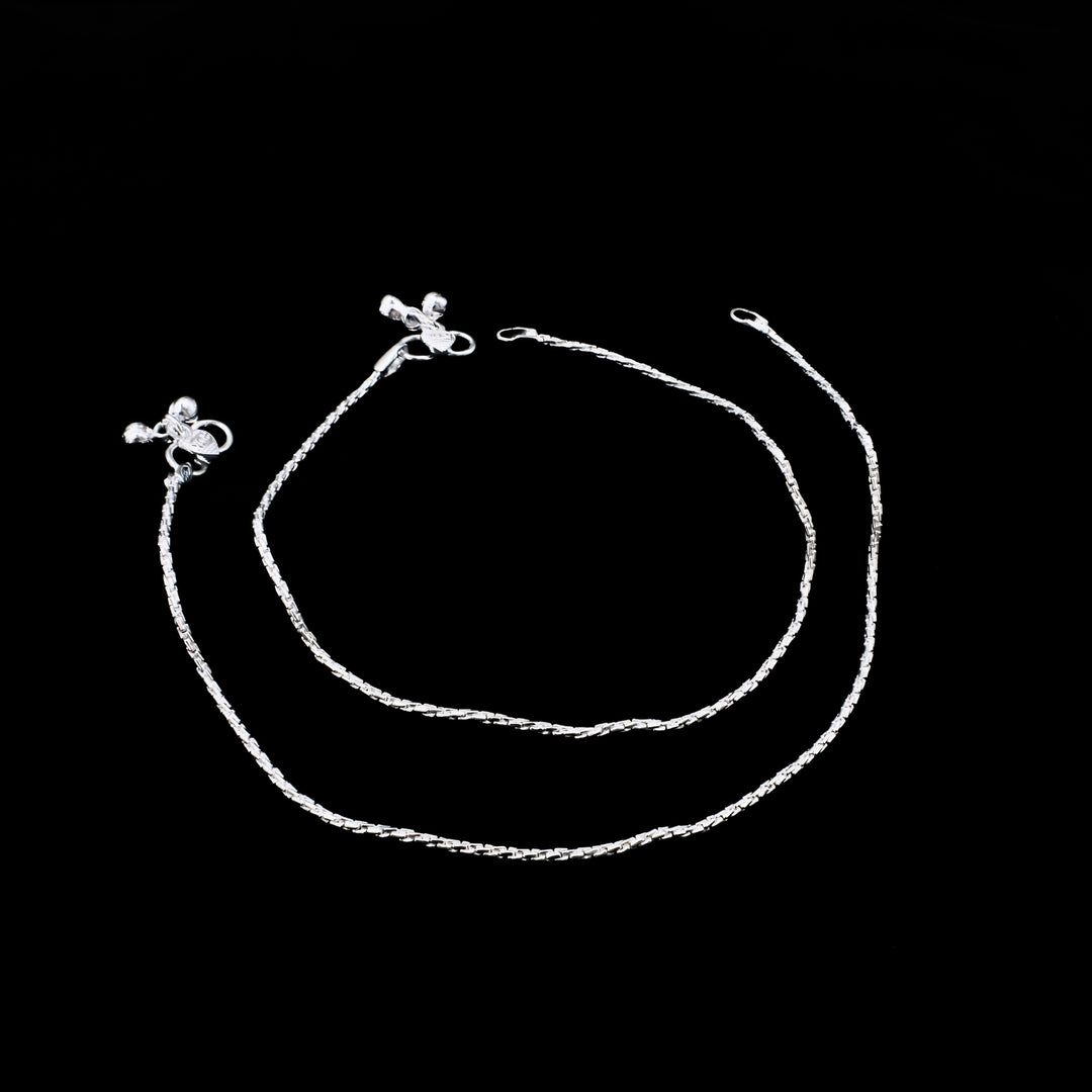 Classic Real Silver Chain Anklet for Girls & Women