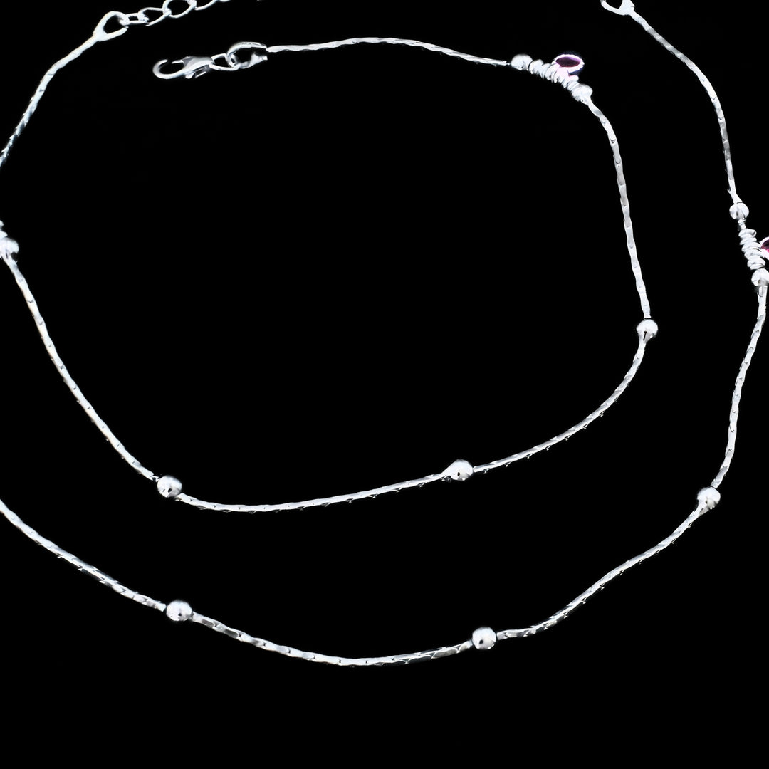 Beach Wear Real Silver Silver Ball Design Anklet - Pair
