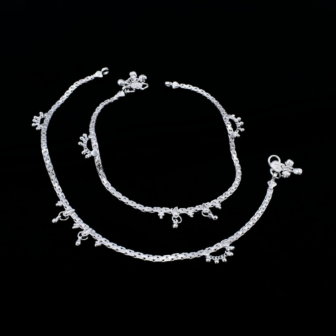 Indian Real Silver Party Wear Anklet for Women - 10.3 in