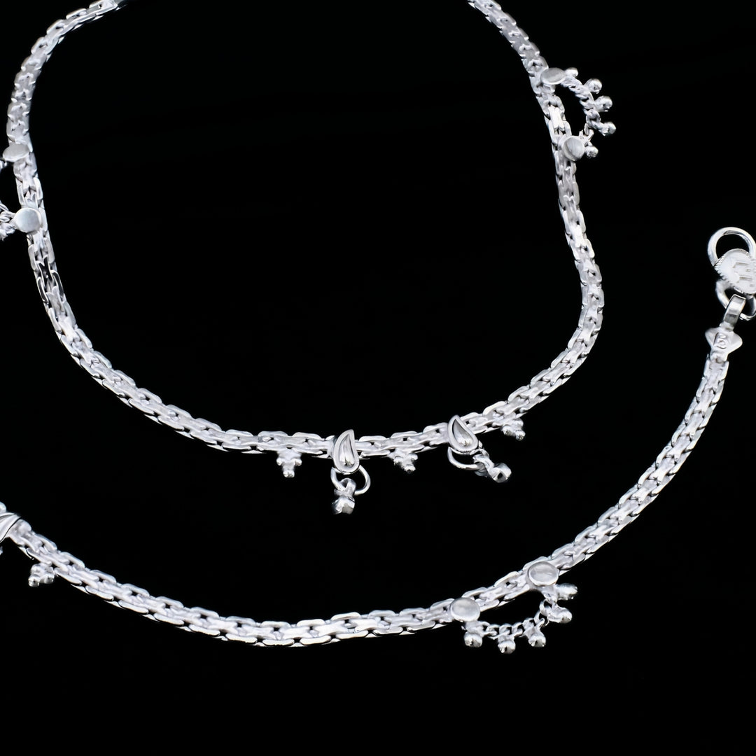 Indian Real Silver Party Wear Anklet for Women - 10.3 in