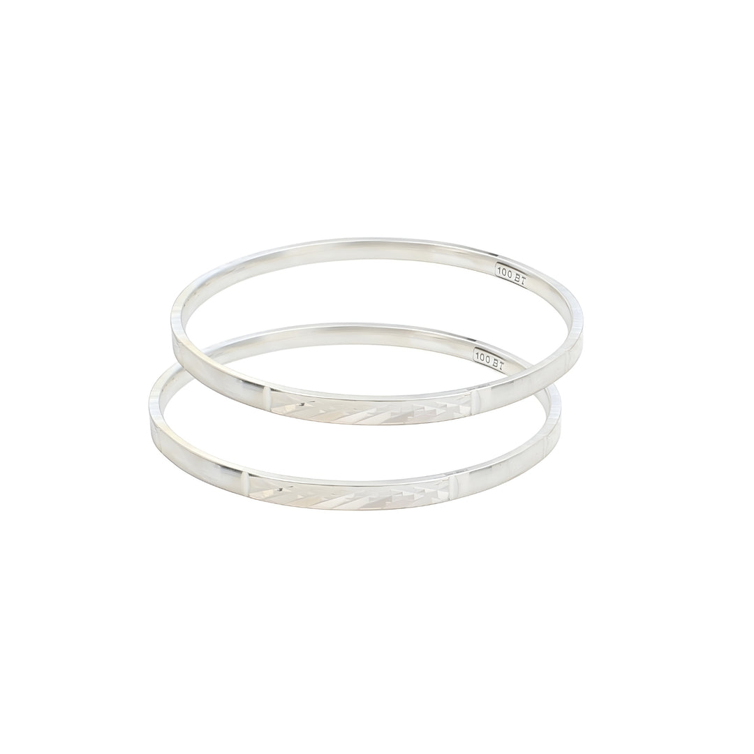 Daily wear 999 Pure Silver Women Bangles Bracelet (Kangan) Pair - 5.8 CM