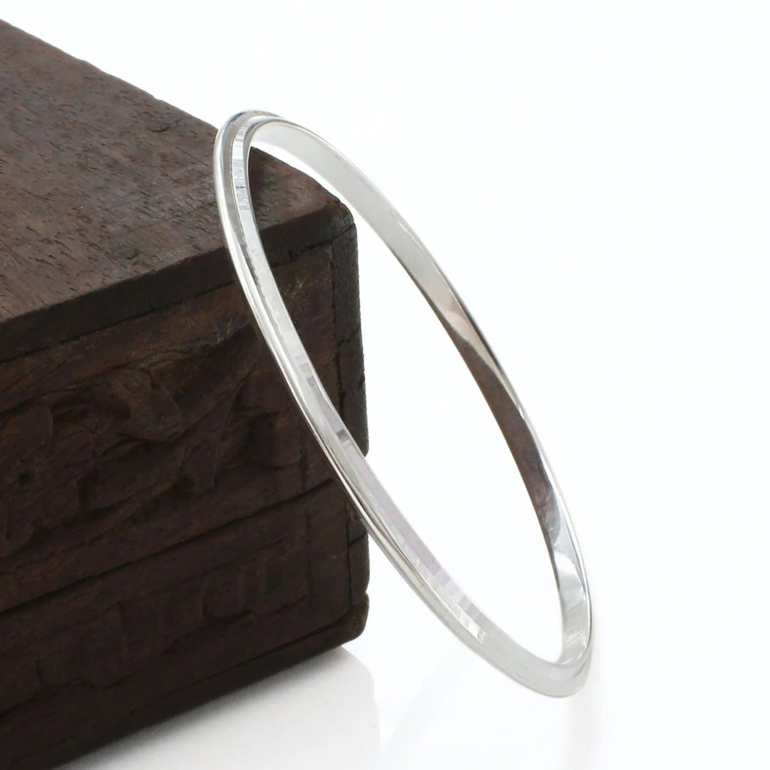 925 Real Silver Men's Bangle Bracelet - 6.6 CM