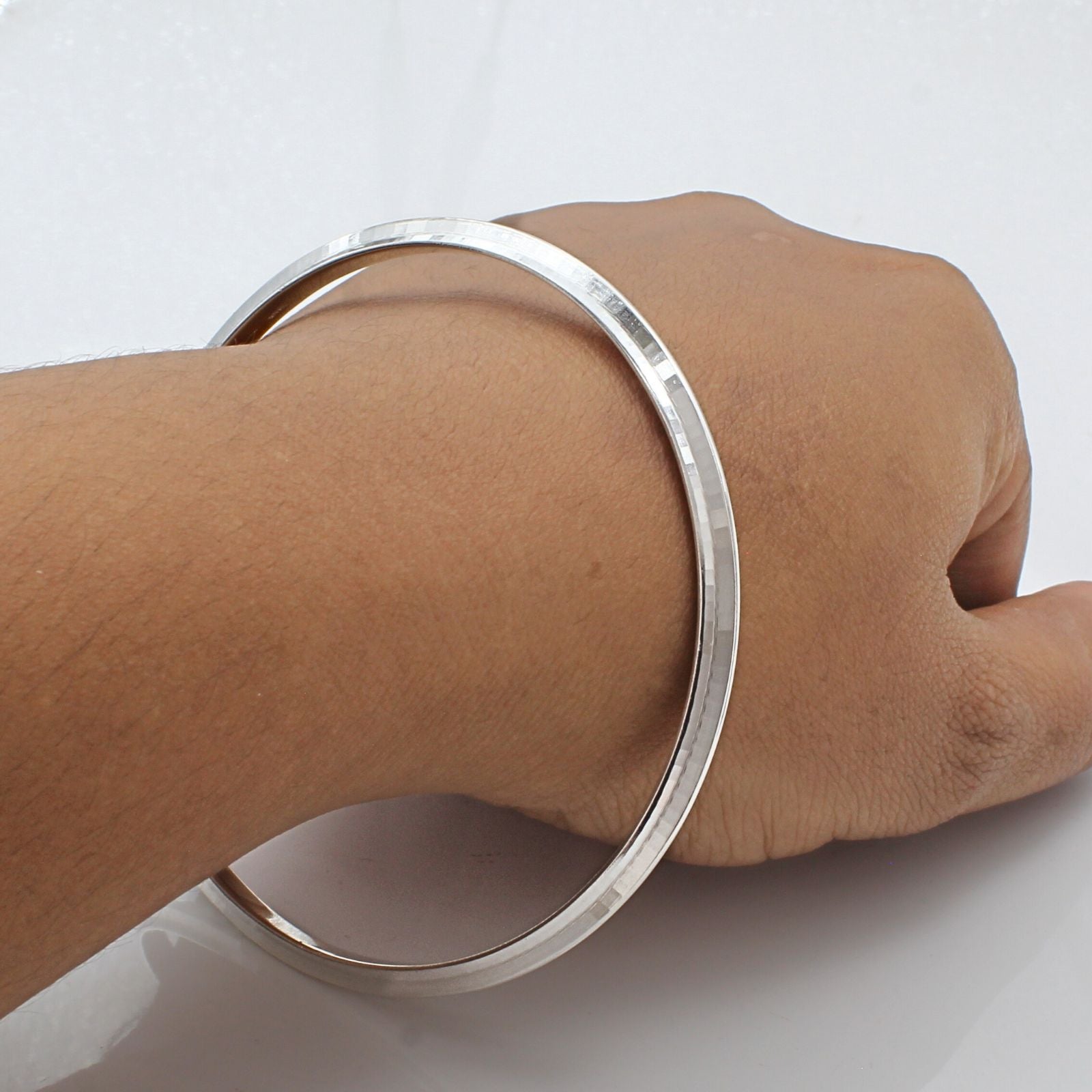【Genri Lux 925SILVER HAND MADE BANGLE】 925 Real Silver Men's Bangle Bracelet - 6.6 CM – Karizma Jewels
