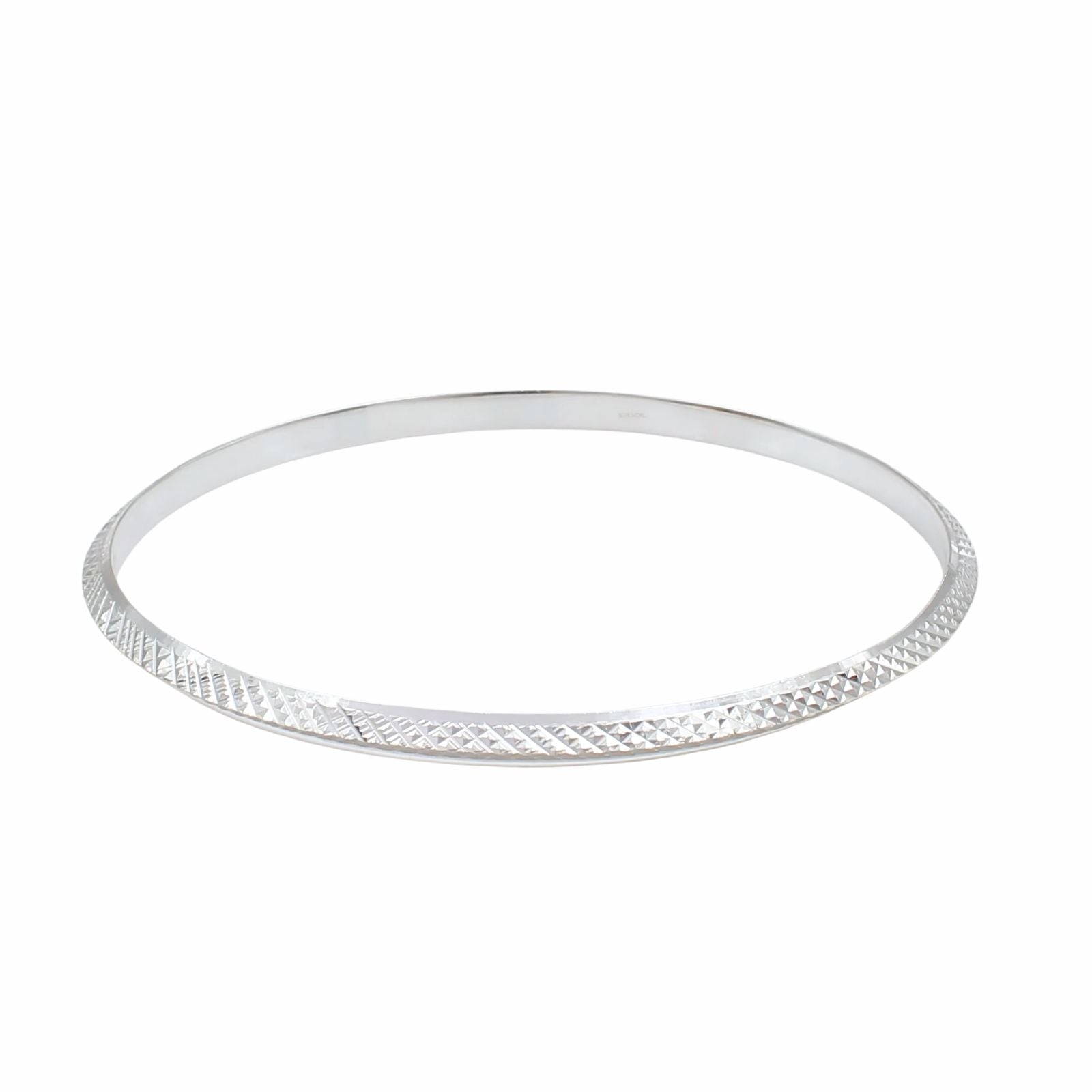 925 Real Silver V Shape Dotted Design Men's Bangle Bracelet - 6.8