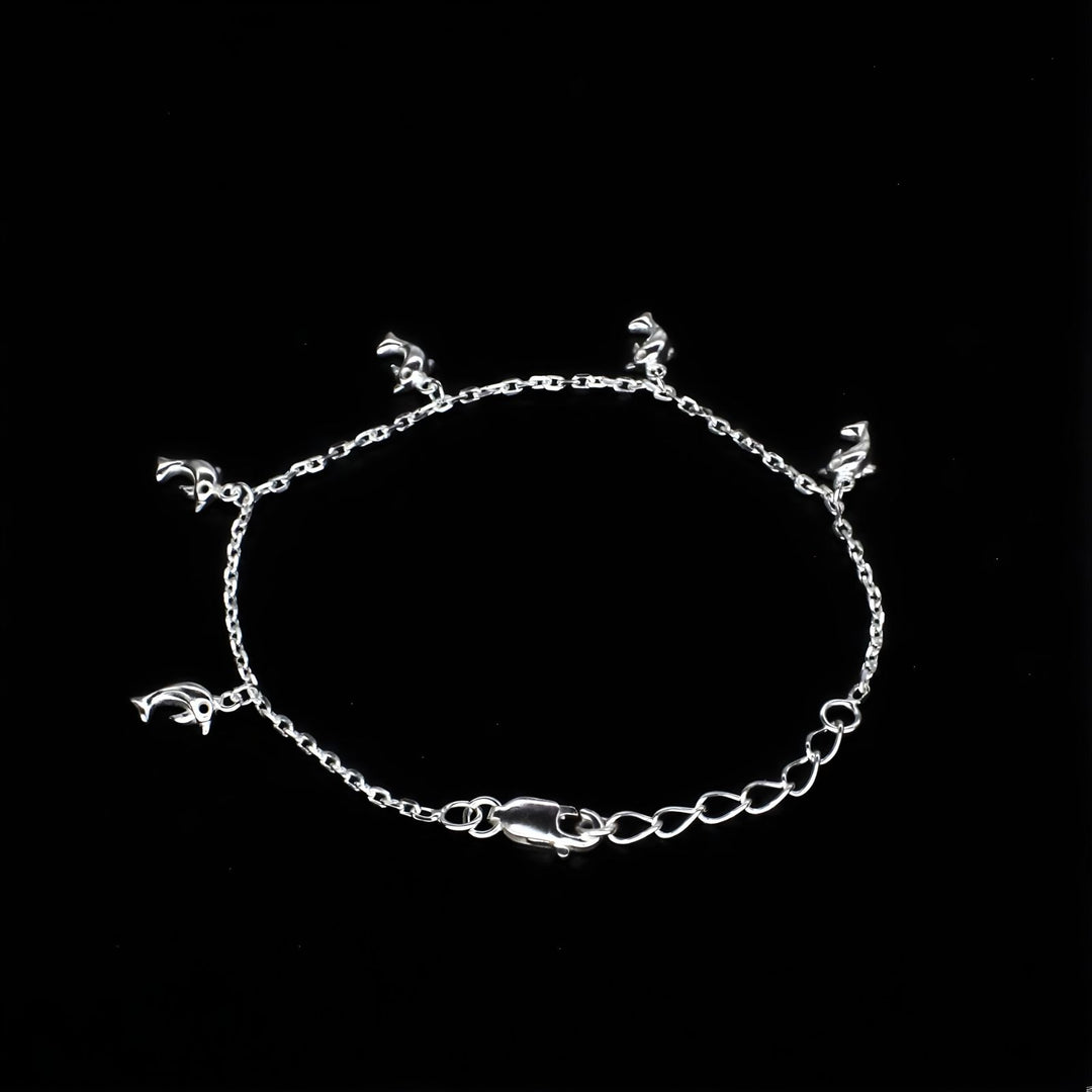 925 Sterling Silver Elegant Dolphin charms adjustable cable chain Bracelet for Girls